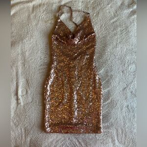 Rose gold sequin dress